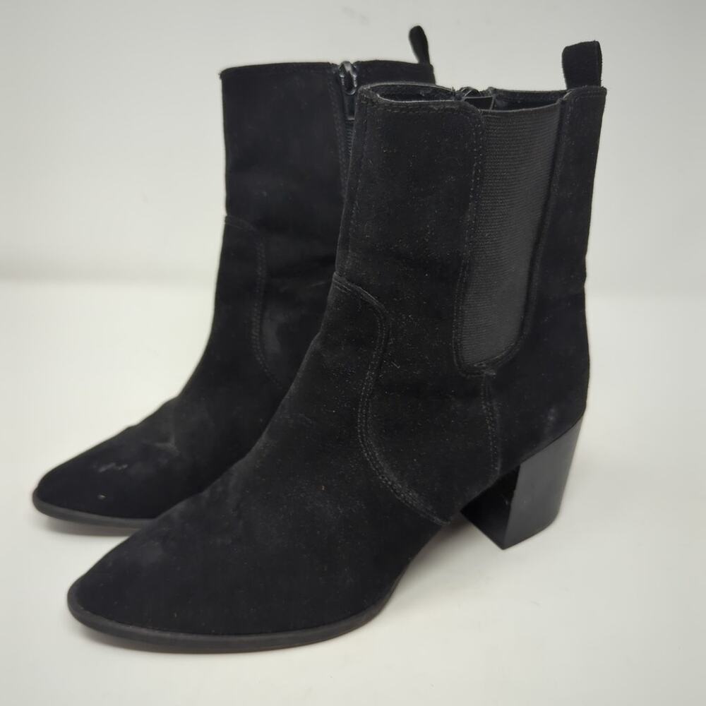 Express Faux Suede Black Heeled Chelsea Boots Womens Size 8